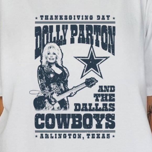 Dallas Cowboys Dolly Parton White Unisex Shirt, Crewneck Cotton tshirt PM - Picture 3 of 3